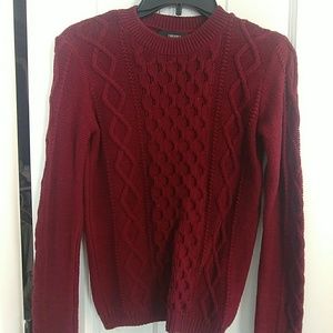 Forever 21 burgundy sweater with cable stitching